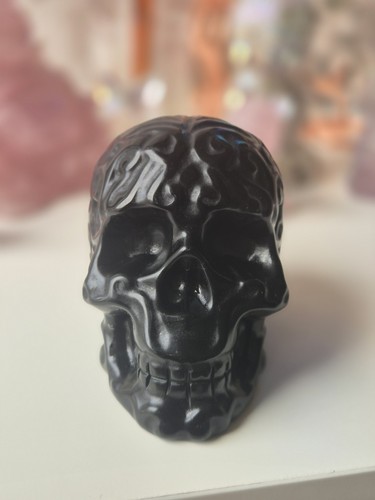 Large black obsidian carved - black,