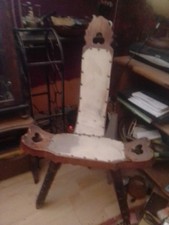 Wooden 3 Legged Seat, Goatskin