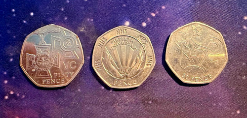 50p coins 1998 nhs - x,