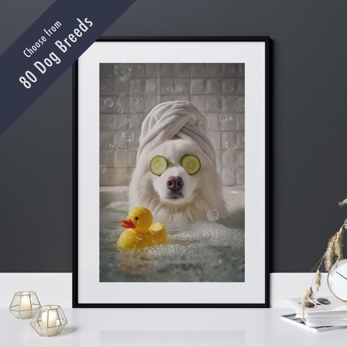 Funny dog bath print - funny, in