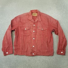 Levis Mens Jacket XL Brick Red Denim Type 3 Trucker Biker Cafe Racer 72334 VTG
