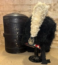 Victorian Military Scottish Gordan Highlanders 5 Tail Feather Bonnet Busby & Tin
