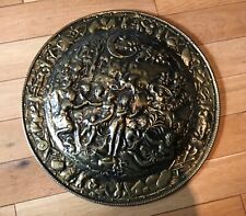 Lombard Raised Domed Brass Relief Wall Plate Made England The Gods 22/23” Dia