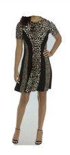 Michael Kors Leopard A-Line Print Short NWT Dress # MB98Z5ACJT S Swing Flirt