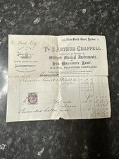Antique 1900 S Arthur Chappell London Musical Instrument Invoice Courtois Cornet