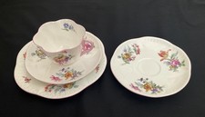 SHELLEY FINE BONE CHINA GERMAN FLORAL 2372 CUP/PLATE/2 SAUCERS PINK RIM