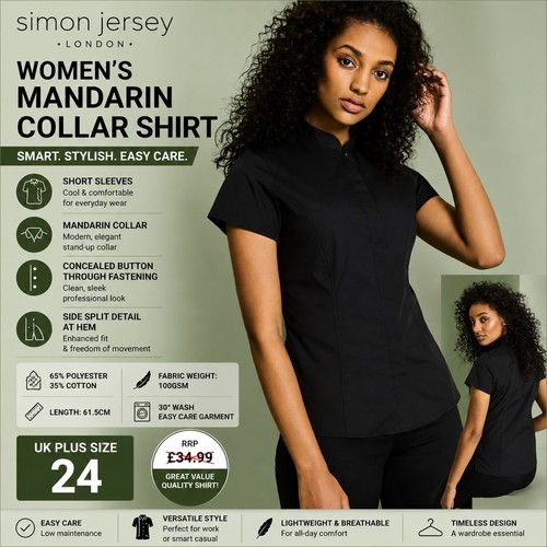 Womens black shirt mandarin - shirt,