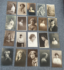 PORTRAIT GLAMOUR FASHION VINTAGE POSTCARD SET X 20 POSTCARDS EARLY 1900'S