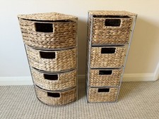 2 X Next Grey Frame Wicker Basket Bathroom Storage Rectangle & Corner Unit