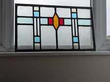 RENOVATED: Art Deco 1930's Bold Geometric Stained Glass Window Panel