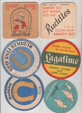 6x different RUDDLES LANGHAM RUTLAND BREWERY BEERMATS cat nos 7 12 13 8 5 6