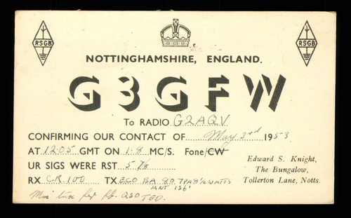 Qsl card radio g3gfw edward - card, uk