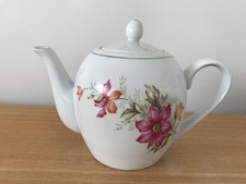 Full Size (1.2L) White Porcelain Teapot- Floral