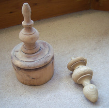 2 Reclaimed  Antique Beech Hard Wood Finials