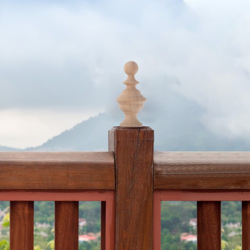 Hand carved wooden post - hand,