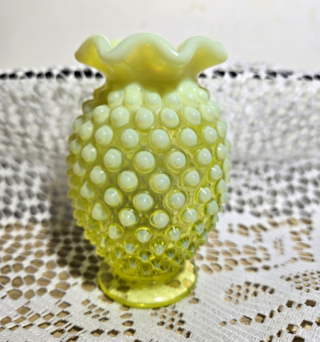 Fenton topaz bud vase - topaz, glows