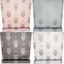 Owl Glitter Feature Wallpaper