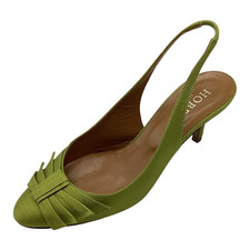 Hobbs Womens Green Textile Kitten Heel Bow Slingback Shoes Size UK 3.5 Used