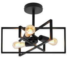 Modern Rectangular Black Ceiling Pendant Light 3 Light Semi Flush H3122