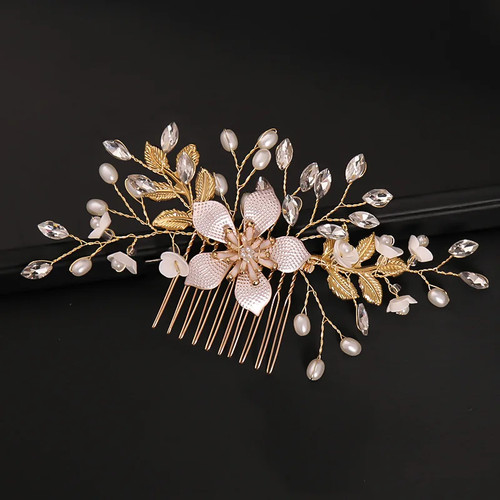 Bridal pearl flower hair comb - bridal,