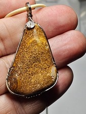 Australian Boulder Opal Stone wire wrapped pendant