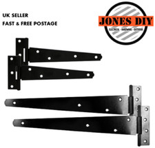 BLACK TEE HINGES HEAVY DUTY SHED GATE GARAGE DOOR T HINGE PAIR T-HINGE LIGHT