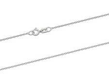 18ct White Gold Necklace Chain Flat Cable Diamond Cut 1.2mm 16in/40cm Hallmarked