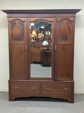 Edwardian Mahogany Carved 2 Door Wardrobe