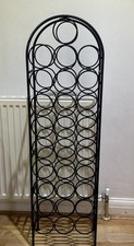 Black Metal 28 Wrought Iron Bottle Wine Rack Drink Storage Floor Standing