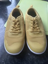 Clarks Size 12.5F Girls Yellow Slip On Trainers