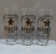 Estrella Damm Half Pint Glasses x3 Brand NEW with Nucleation Point