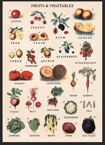 Fruit vegetable metal sign - metal,