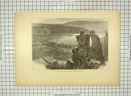 Antique old print c1880 - old,