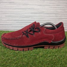 Wolky Womens Red Suede Moccasin Shoes Lace Up - Size UK 6.5 EU 40 