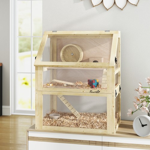 Pawhut wooden hamster cage - wooden,