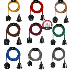 2M Fabric Flex Cable UK Plug