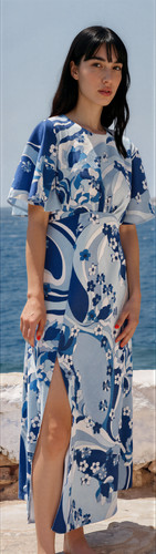 Floral blue flared - blue,