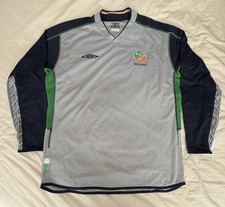 Rare Umbro ROI Ireland Goalkeeper football Shirt 2003 04 Shamrock FAI Badge XL