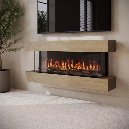 Oak media wall mounted - media, 3-sided