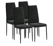 4 Pcs Dining Chairs Set Black Velvet Dining Chairs High Back with Metal Legs