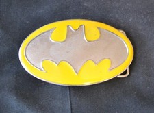 Men's Belt Buckle Novelty DC Superhero Batman Yellow Silver Logo A