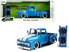 1956 Ford F-100 Pickup Truck Blue with White  and Extra Wheels Just Trucks 1/24