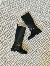 Zara Black Leather Buckled Knee High Boots UK6 EU39 US8 # 963