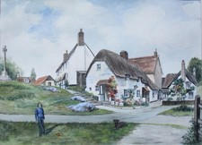 Original Watercolour Painting of Luscombe, Dartmoor, Devon, mounted for framing