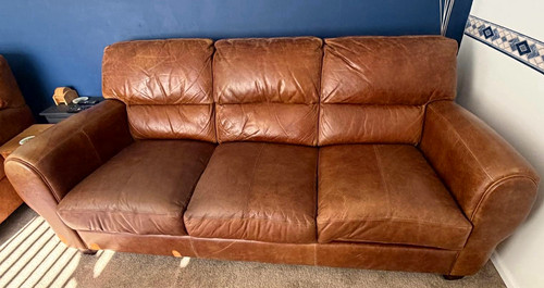 Dfs brown leather 2pc suite - dfs,