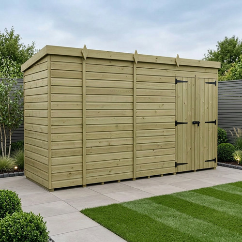 Pent shed double - shed, door