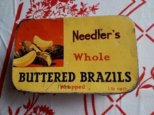 Vintage Needler's Whole Buttered Brazils Tin. 1 LB Nett. Hull England