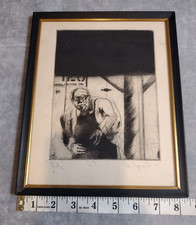 Vintage, Original Etching, "Billy" Artist Proof, Signed, Dated, 1977, Old Man