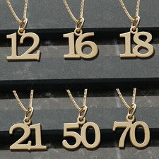375 Solid 9ct Gold Birthday Number Age Charm Pendant Gift 10-70
