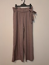 Zara Trousers Womens Size Small Red Dog Tooth Straight Leg Elastic Waist